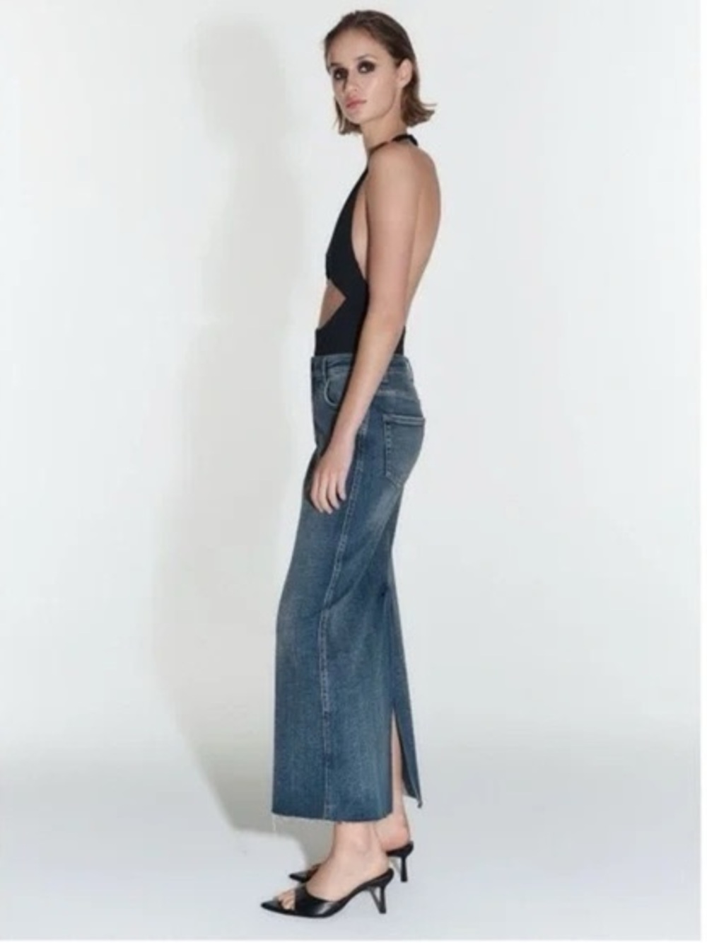 NWT Zara Women’s The Stretch Denim Pencil Skirt, 2023 Best Seller Size XS